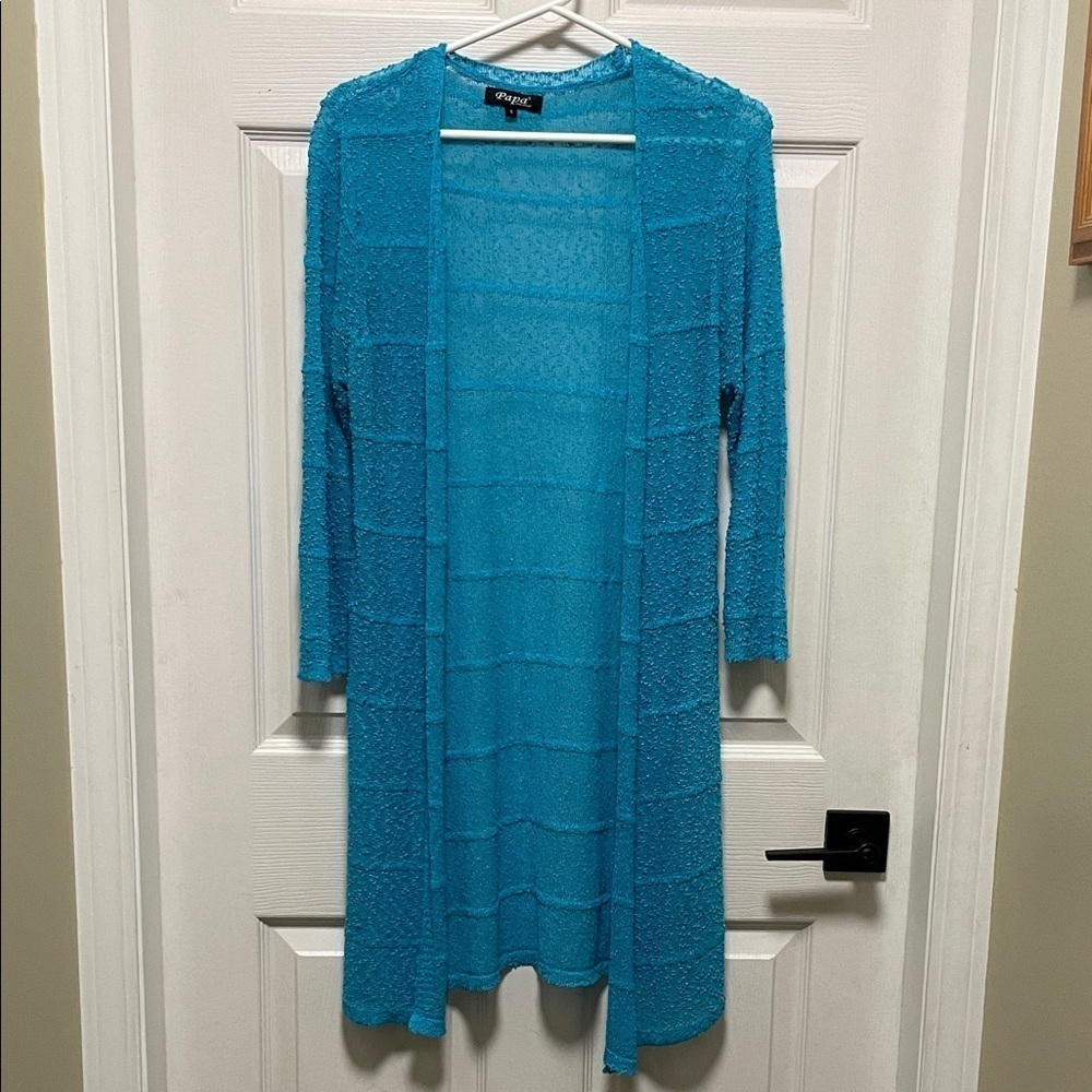 Papa |Vancouver | Tourquoise Blue |Open-Front|Long Sleeve| Light|Cardigan|Size S